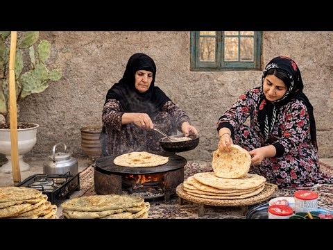 Village Morning Routine in Winter | Mother and Daughter baking traditional bread | ILAM