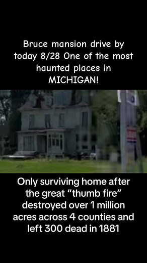 #spooky Bruce mansion. We drove past the mansion today. The masion was built in 1876. Now the most haunted place in #michigan #hauntedmansion #johnnystreasurequest Only surviving home after The great “Thumb fire” of 1881 swept through 4 counties, destroying over 1 million acres of land, and killing 300 people! Treasure comes in all forms.