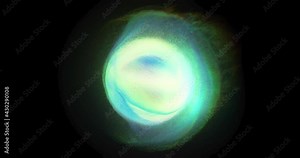 Green and blue energy orb, abstract loop of flowing particles, magic sci-fi ball. particle sphere in slow motion, light optical effect. renewable energy concept. abstract background, 4K rendering. Stock Video