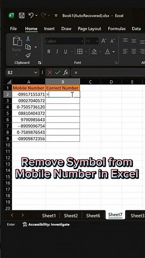 Remove Symbols from Mobile Number in Excel