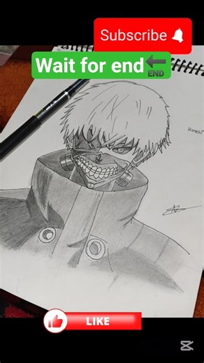 easy drawing of kaneki Ken #shorts #phonk #anime #song