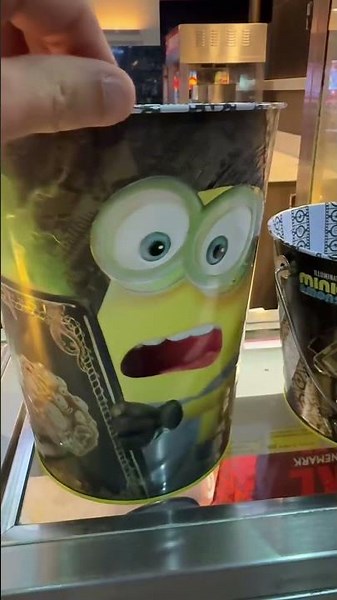 What does the minions and monsters popcorn bucket look like?