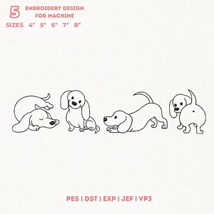 Dog Outline Embroidery Design, Dachshund Embroidery, Minimal Dog Line Art Stitch File, Simple Line Art, Digital Download, 5 Sizes - Etsy