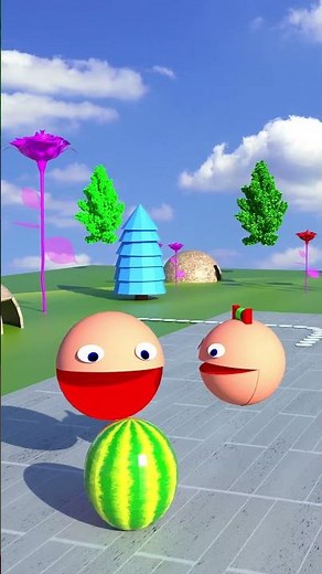 Pacman eats watermelon #3d #pacman #animation #cartoon