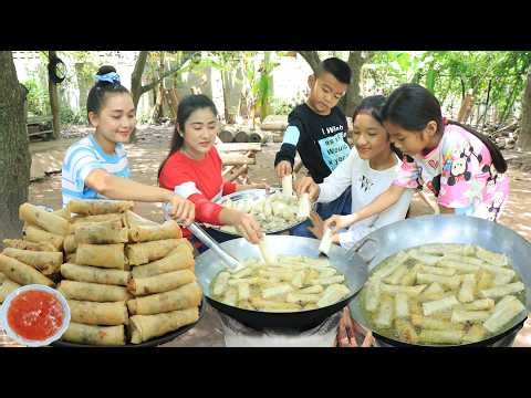Mommy Sreypov: Fun time to cook and eat spring rolls - Yummy spring roll recipe