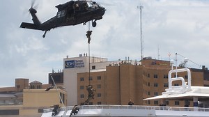 Military helicopters and boats swarmed Tampa, but it was only an exercise