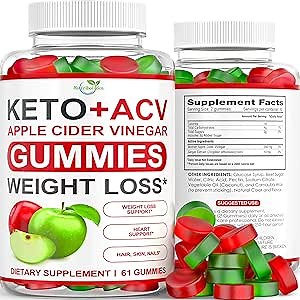 Keto ACV Gummies - Zero Sugar - Advanced Weight Loss Supplement | ACV Keto Gummies for Women and Men - Metabolism, Detox, Cleanse, Digestion - Apple Cider Vinegar with Ginger, Apple Flavor