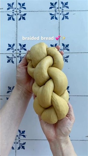 Braiding 4-strand challah bread 🥖 #bread #baking #breadrecipe