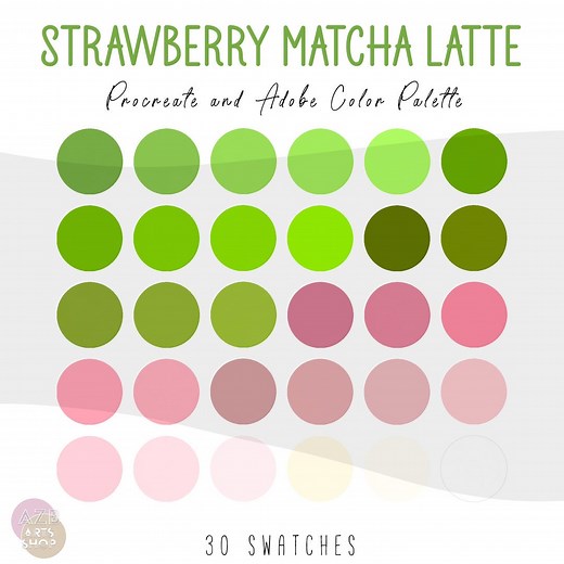 Strawberry Matcha Latte Procreate & Photoshop Color Palette | Procreate Swatches | Adobe .ase Files | iPad Art | Hex Codes | Brand Colors - Etsy