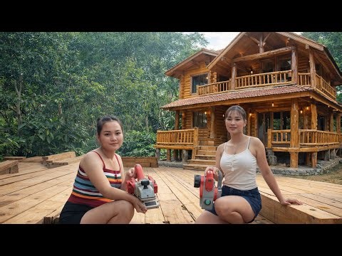 Two Girls Spend 90 Days Building a Beautiful Wooden House Amidst Nature