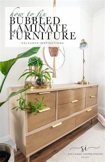 30K views · 770 reactions | A damaged MCM dresser gets painted in a color that adds a touch of neatness and casual elegance. A faux wood finish is applied to the drawers to make the piece top notch.  #furnituredesign #furnituremakeover #paintedfurniture #furniture #furnitureflip | Salvaged Inspirations | Facebook