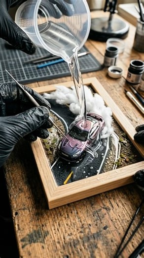 Froze a Nissan GTR supercar in epoxy resin #resinart