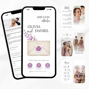 Editable Web Wedding Invitation, Clickable RSVP Map Registry, Mobile Digital Announcement Canva Template - Etsy