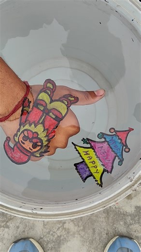 how to make Interesting 🤔 santaclaus drawing 😁 on hand 👏#shorts #viral