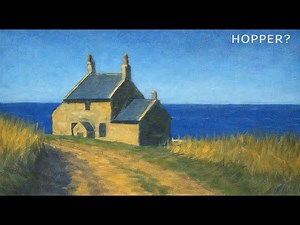 Bathing house at Howick Northumberland oil painting inspired by Edward Hopper