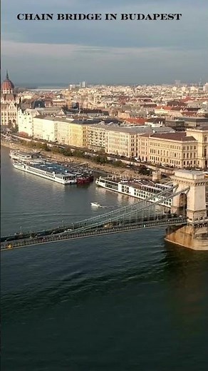Majestic Aerial View of Chain Bridge - Budapest | Iconic Hungarian Landmark