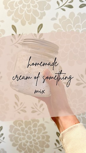 I have saved so much money by making this mix instead of buying canned cream of chicken soup! Something that I have been making since my college days that I know you will enjoy too! . 1 cup dried milk 3/4 cup corn starch 1/4 cup chicken bouillon 1/4 cup freeze dried onion 1 teaspoon dried parsley 1 teaspoon dried basil 1 teaspoon cracked pepper Mix it all together and store in an airtight container. I like to double this recipe! To use combine 1 1/4 cup of water with 1/3 cup dry mix and cook unt