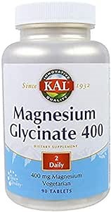 KAL - Magnesium Glycinate 400 - Dietary Supplement - 400mg (90 Tablets) | 2-Pack