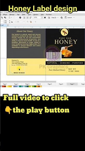 Honey label design in Coreldraw ‪@PKGraphics054‬
