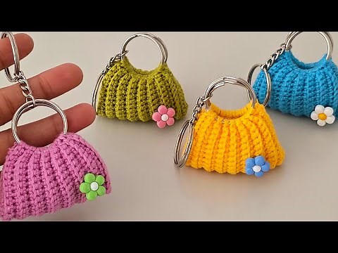 Crochet Mini Bag Keychain | Perfect Beginner Project!