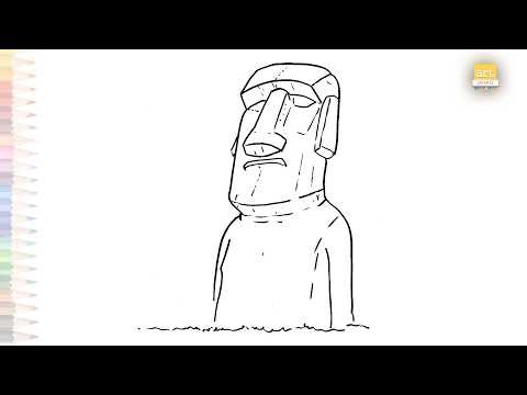 Moai outline sketches | Easy drawing tutorial | How to draw Moai statue step by step | #artjanag