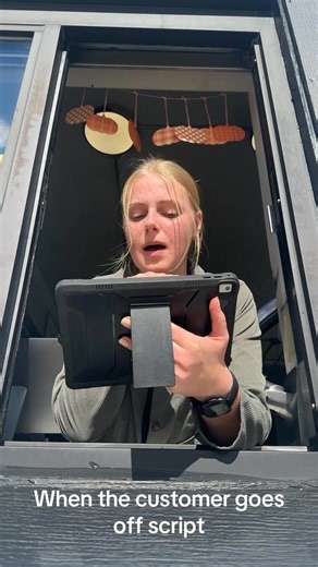 3.5K views · 28 reactions | When the customer goes off script and now we’re both guessing what’s next  #cornerstonecoffeemcbain #smallbusiness #awkward #coffeeshop #drivethru | Cornerstone Coffee, McBain | Facebook