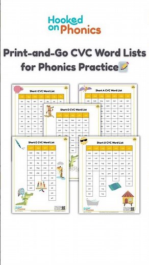 Print-and-Go CVC Word Lists for Phonics Practice (Free Printable) | Hooked on Phonics