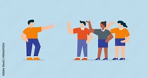 4k animation of Assertive communication for leadership. businessman leader with calmness stop gesture to manage employees