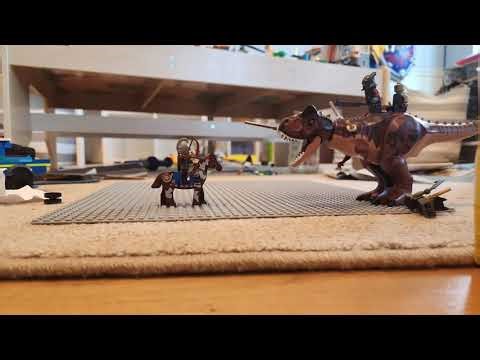 Orcs riding T-Rex to battle (LOTR LEGO Stop Motion)