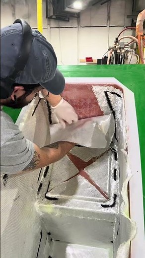 Packing dry fiberglass reinforcement #composites #vacuuminfusion #manufacturing #fiberglass