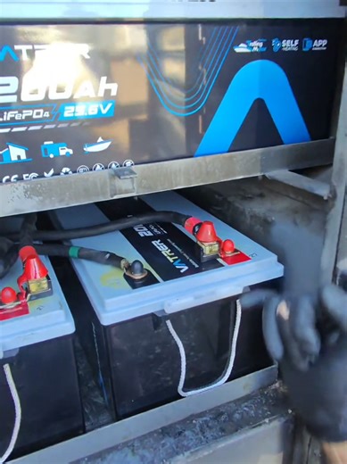 new batteries installed , im always there though @Dr. Megawatt RV has a much bigger battery pack @Va-power @Victronenergy #batteries #offgrid #homestead #rv #bus