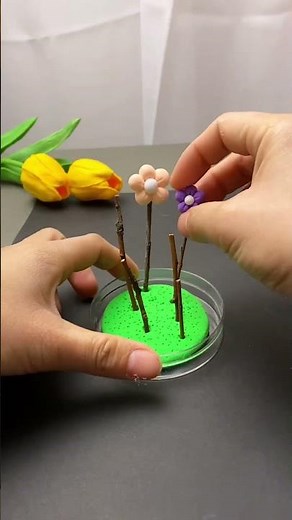 Don't throw away empty bottles. Use polymer clay to make beautiful spring flower ornaments!
