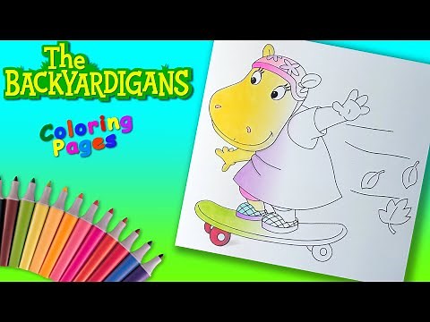 The Hippo Tasha rides a skateboard Colouring. The Backyardigans Coloring Book For Children