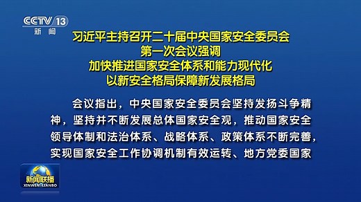 习近平主持召开二十届中央国家安全委员会第一次会议强调 加快推进国家安全体系和能力现代化 以新安全格局保障新发展格局_新闻频道_中国青年网