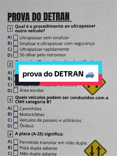 Prova do DETRAN 🚙 #quiz #trivia #detran #provadodetran