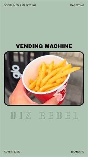 Branding | Business | Marketing on Instagram: "🍟 French Fry Vending Machine This might be one of the most unique business ideas of the year — a French fry vending machine that’s going viral online. It’s turning into a profitable side hustle and even a potential passive income stream for smart entrepreneurs. Here’s how it works 👇 Customers can grab hot, crispy fries 24/7 for just $2.20 per serving. The fully automated setup means you can run this small business without daily supervision. These 
