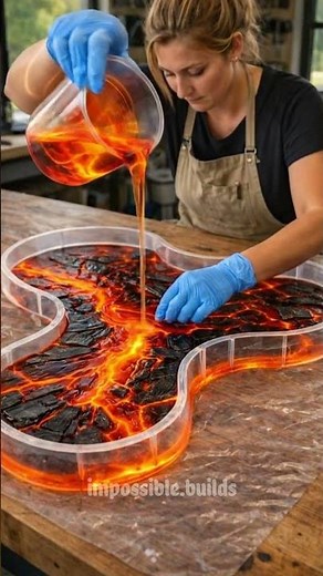 Lava Epoxy Resin Table Build (Clear Mold + Black Wood + Glass Legs) | Full Tutorial