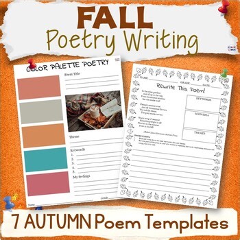 Fall POETRY TEMPLATES Worksheets 7 Types of Poems Writing Autumn Activities