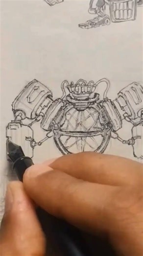 Robot sketch 4 traditional art illustration #drawing #sketchbook #sketch #traditionalart #art #ink