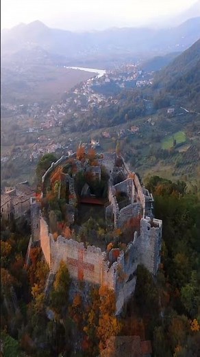 🏰 Hidden Castle on the Hill | Stunning Drone View of Ancient Ruins 🌄 #Shorts