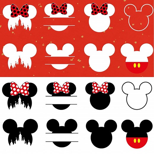 Mickey Minnie Head SVG Bundle, Mouse Ears Outline With Bow, Silhouette Cut Files for Cricut, Mouse Head Clipart, Instant Download - Etsy Australia