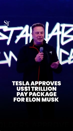 900K views · 6.5K reactions | Tesla CEO Elon Musk has secured a US$1 trillion pay package, the largest in history, after shareholders voted to give him a pay hike. https://str.sg/APt5 | The Straits Times | Facebook