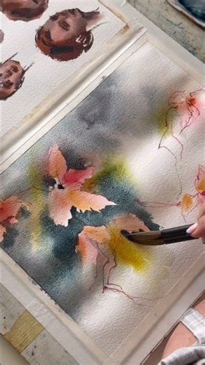 Abstract botanical watercolor sketch #art