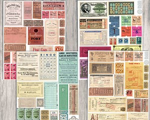 Vintage Ephemera Bundle Printable Invoices Receipts Tickets Stamps Digital Download Junk Journal Kit Scrapbook Page Collage Paper Craft Pack - Etsy