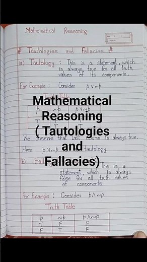 Mathematical Reasoning # Tautology and Fallacies# Master Cadre Math, Class +1