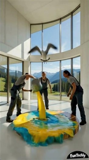 Luxury Epoxy Floor with Circle Aquarium - Amazing Home Transformation