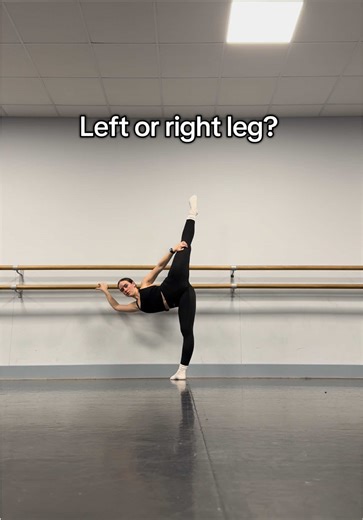 Am I a lefty or a righty? 👀 The trick is to not be able to really tell, try to be ‘ ambidextrous’ so you can show leg extensions beautifully on both legs! Yeah one side will always feel easier but try to get them to be equal always 💫 #leftorright #dancer #guess #fyp #commentsection