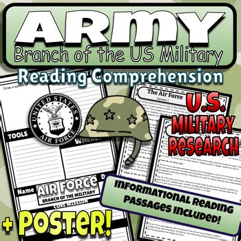 Army Reading Comprehension Branches of the US Military Poster Project