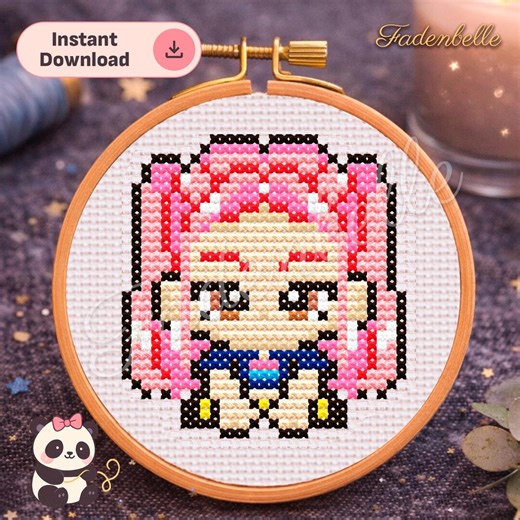 Mini Mira Huntrix Inspired Cross Stitch Pattern • Chibi Singers & Monster • Beginner Friendly (digital Download) - Etsy