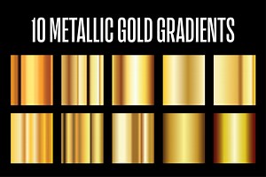 10 Metallic Gold Gradients .AI File, a Gradient Add-On by P-G-H